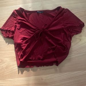 SHEIN Lettuce Trim Knot Front Top